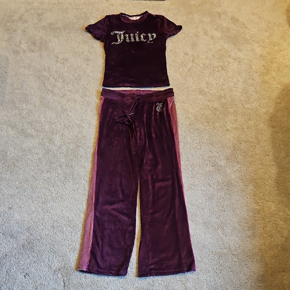 Juicy Couture Y2K Rich Purple Velour Pajama Set